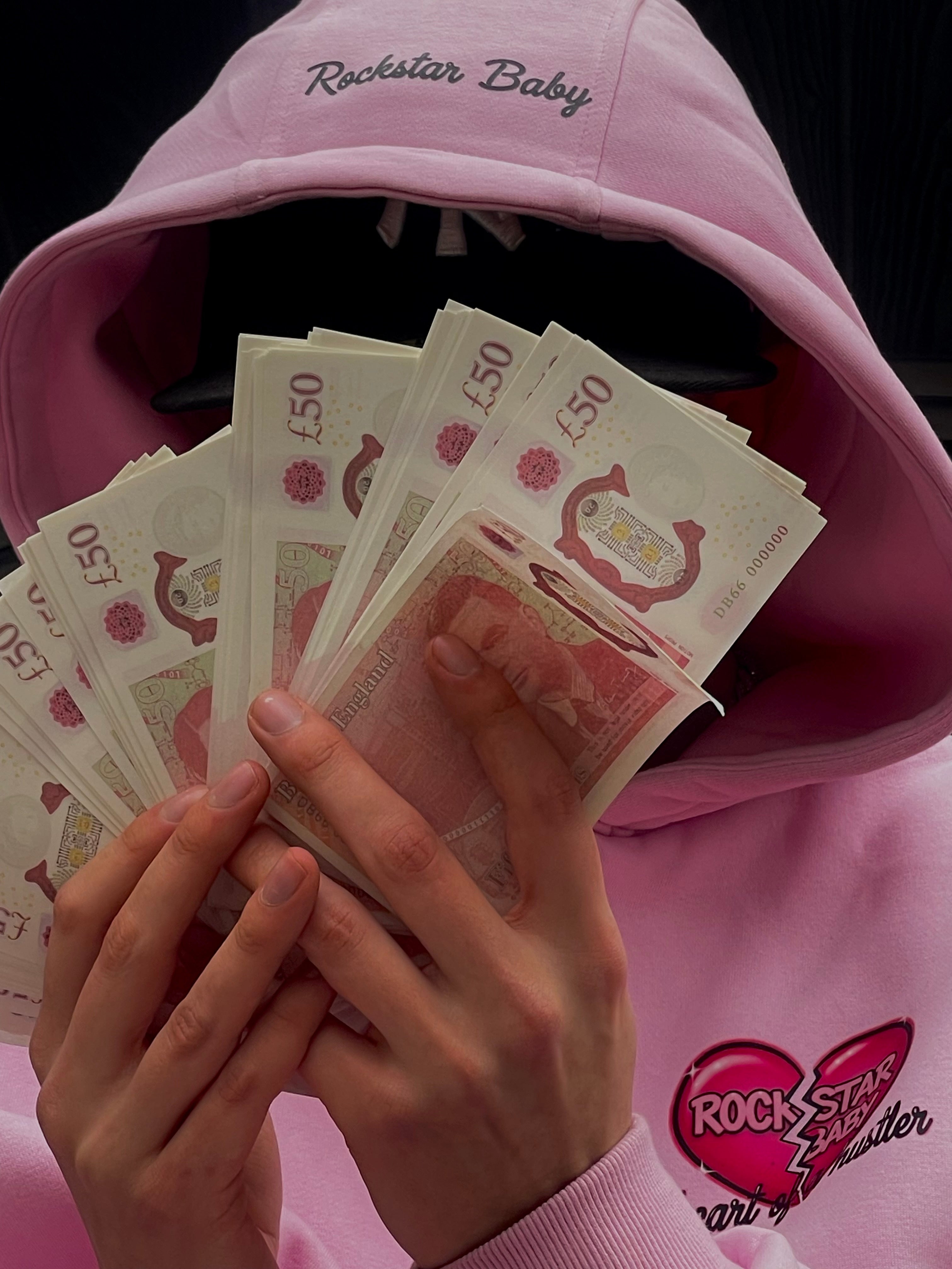 Heart Of A Hustler Oversized Zip Hoodie - Pink