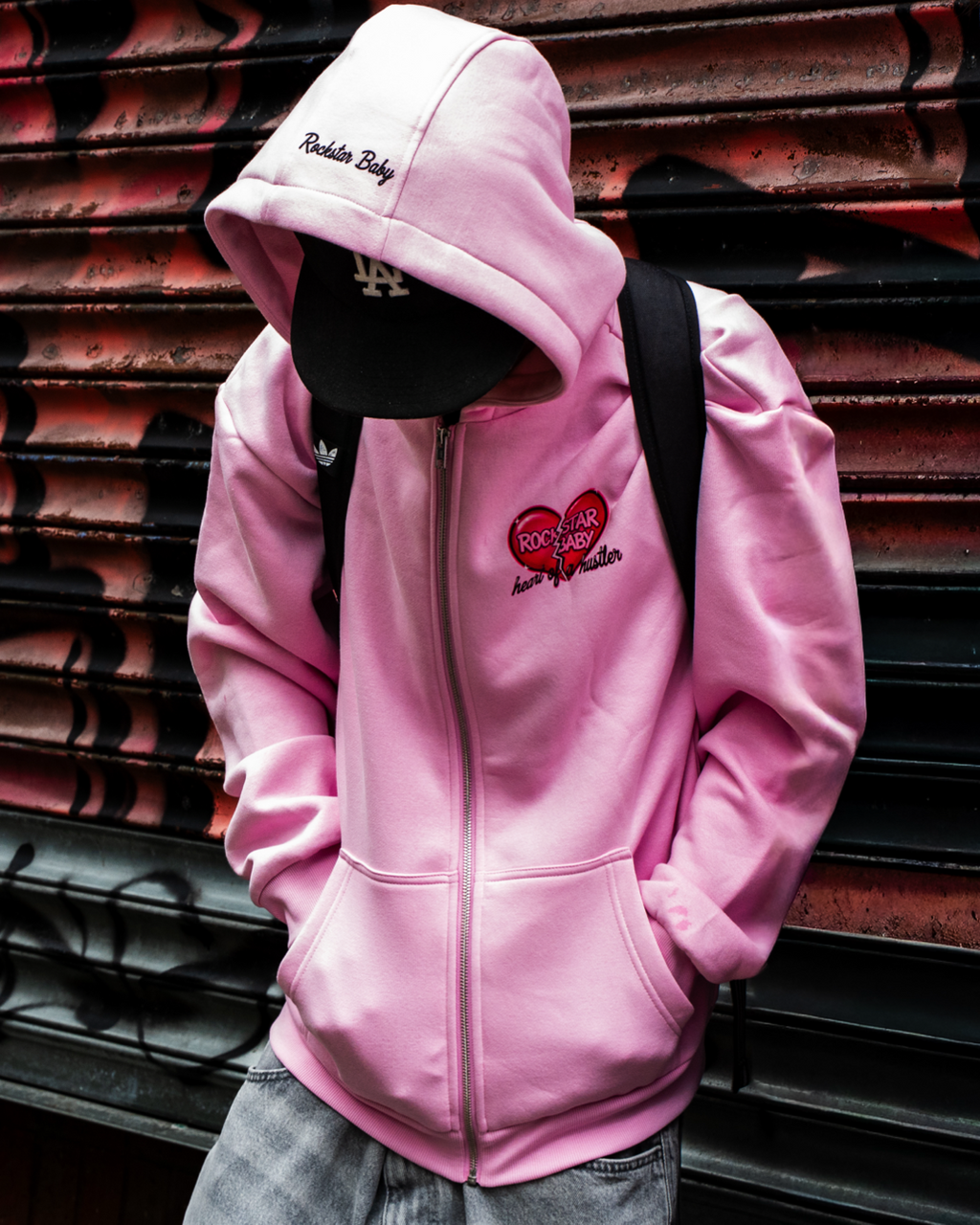 Heart Of A Hustler Oversized Zip Hoodie - Pink