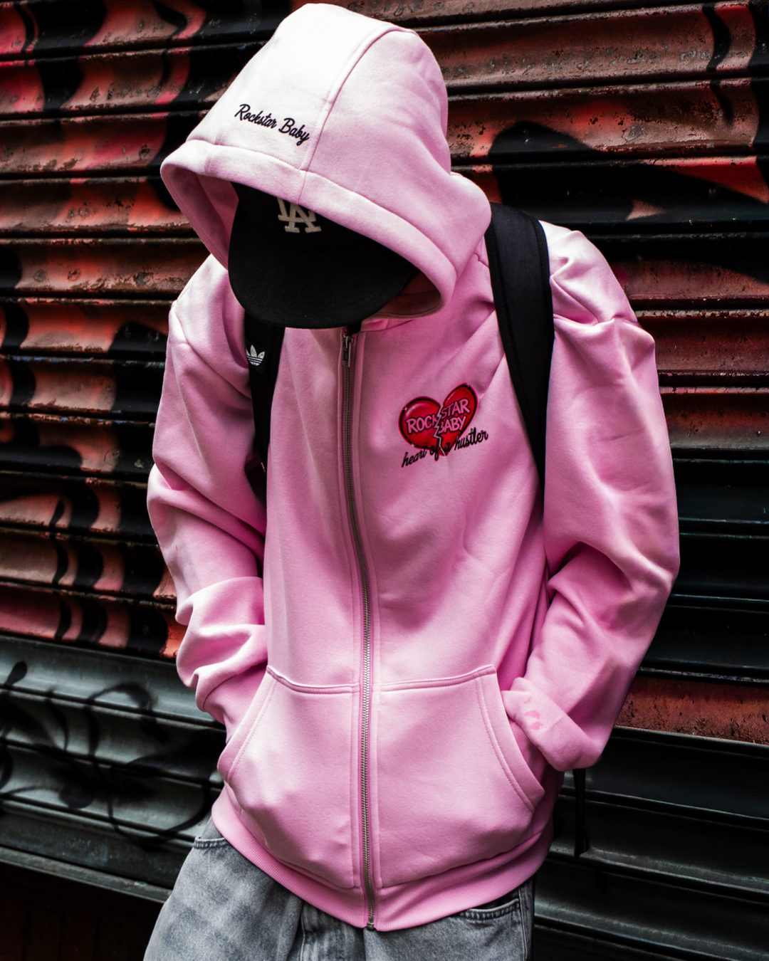 Heart Of A Hustler Oversized Zip Hoodie - Pink