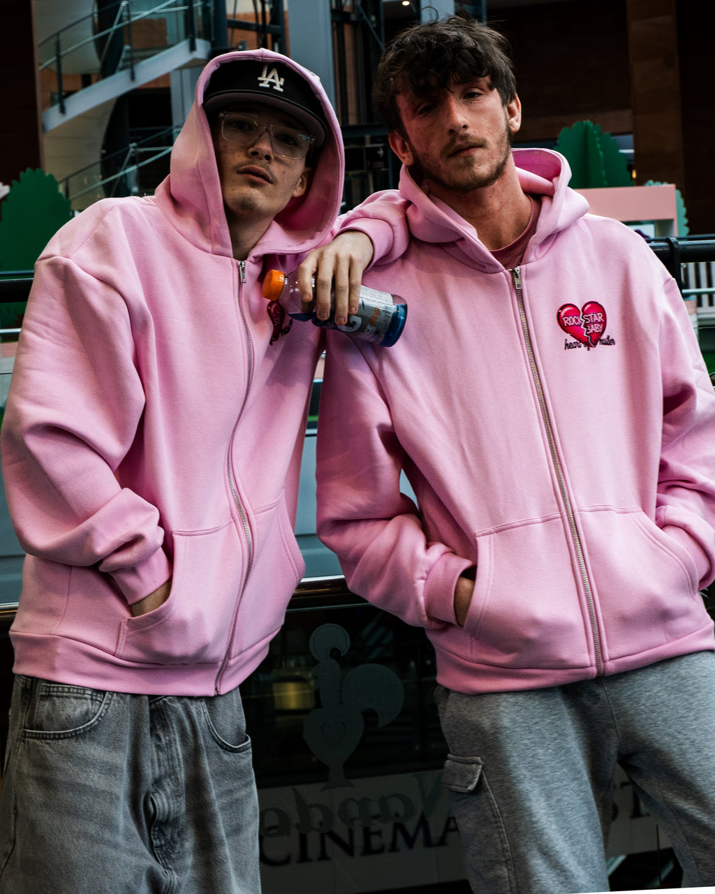 Heart Of A Hustler Oversized Zip Hoodie - Pink