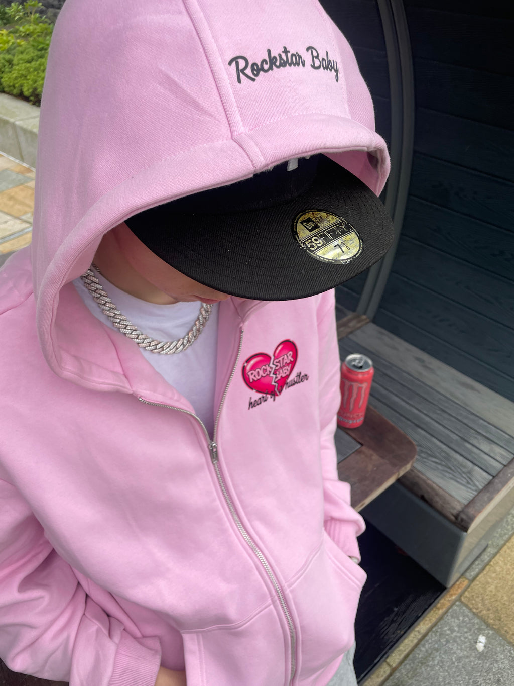 Heart Of A Hustler Oversized Zip Hoodie - Pink