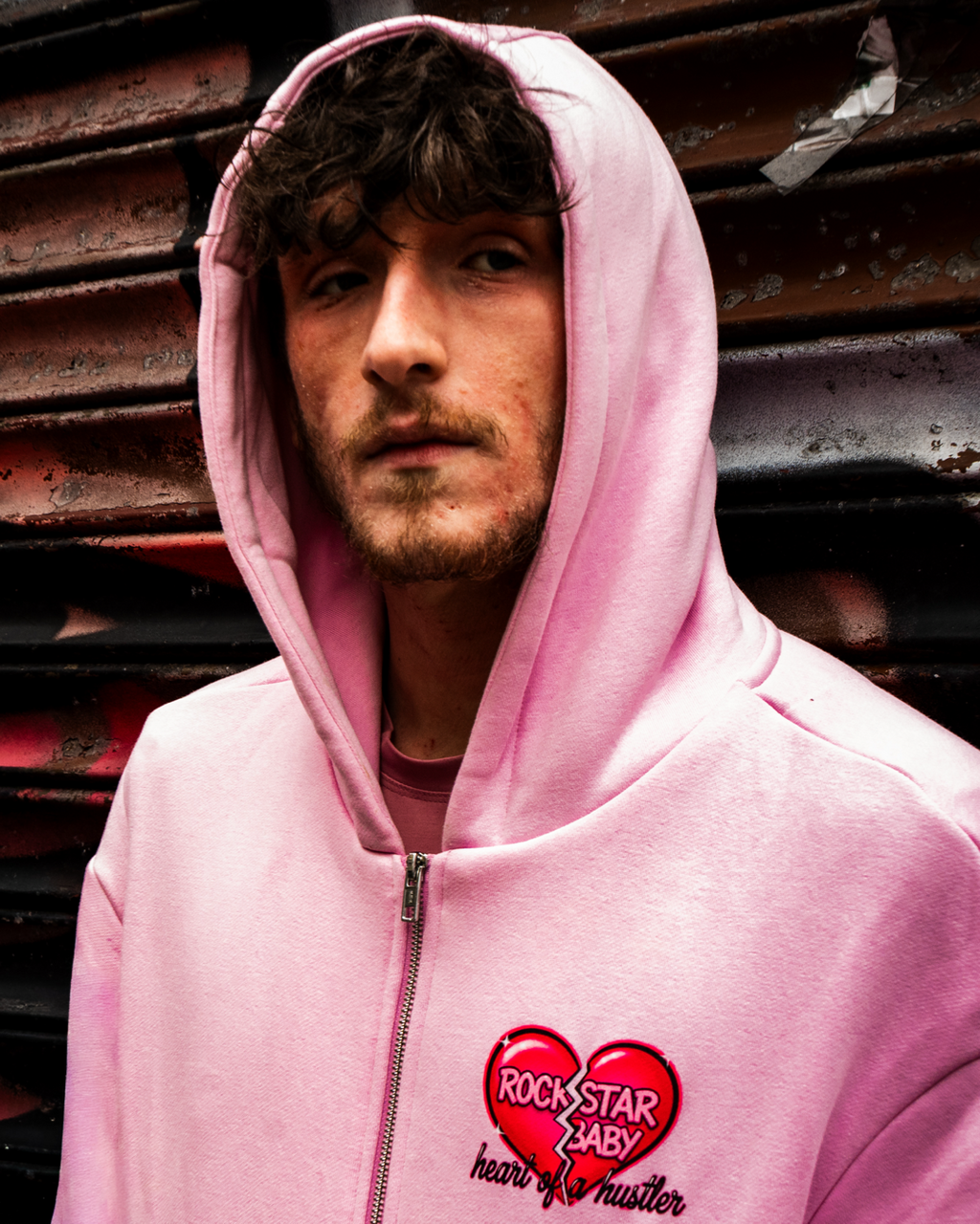 Heart Of A Hustler Oversized Zip Hoodie - Pink