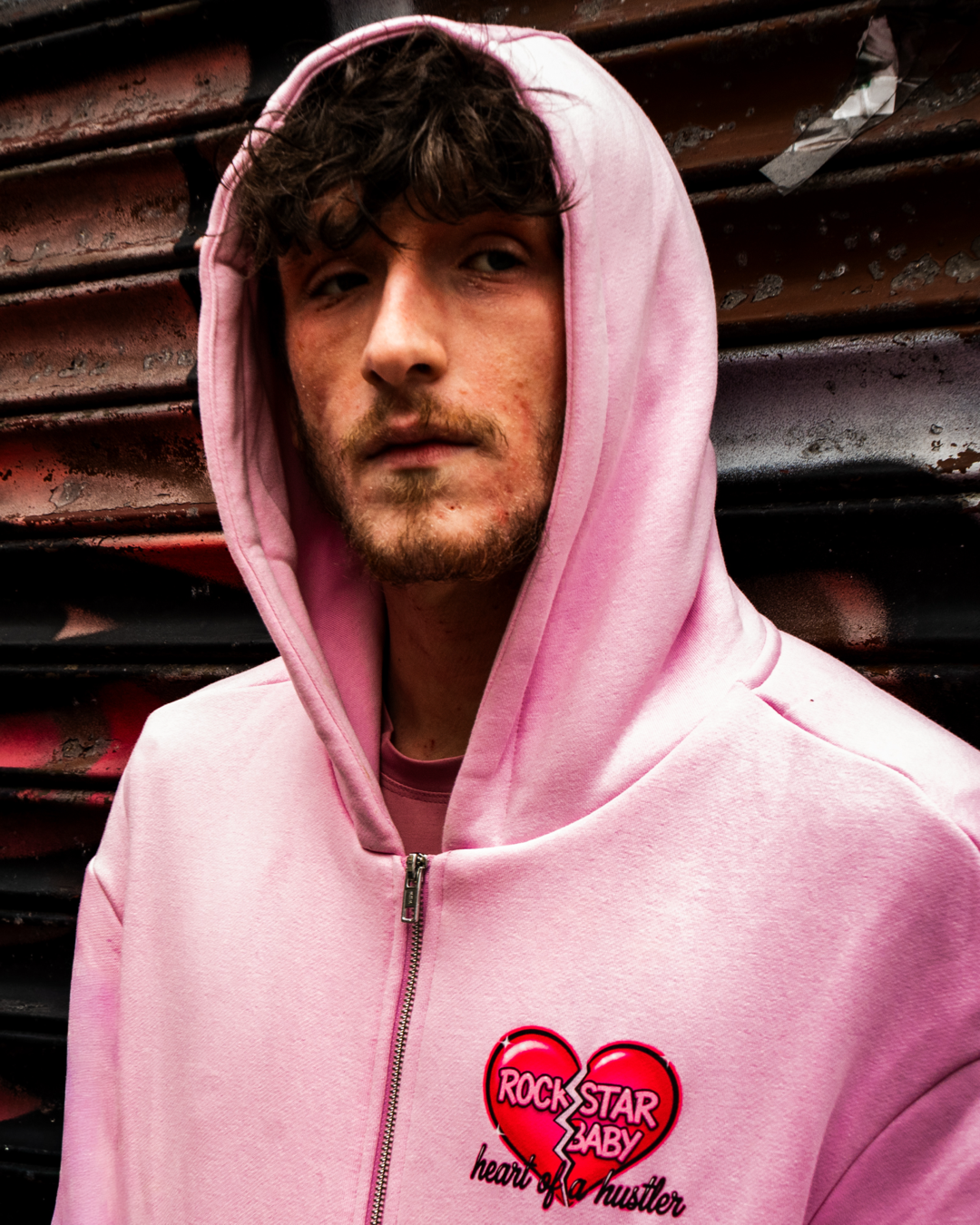 Heart Of A Hustler Oversized Zip Hoodie - Pink