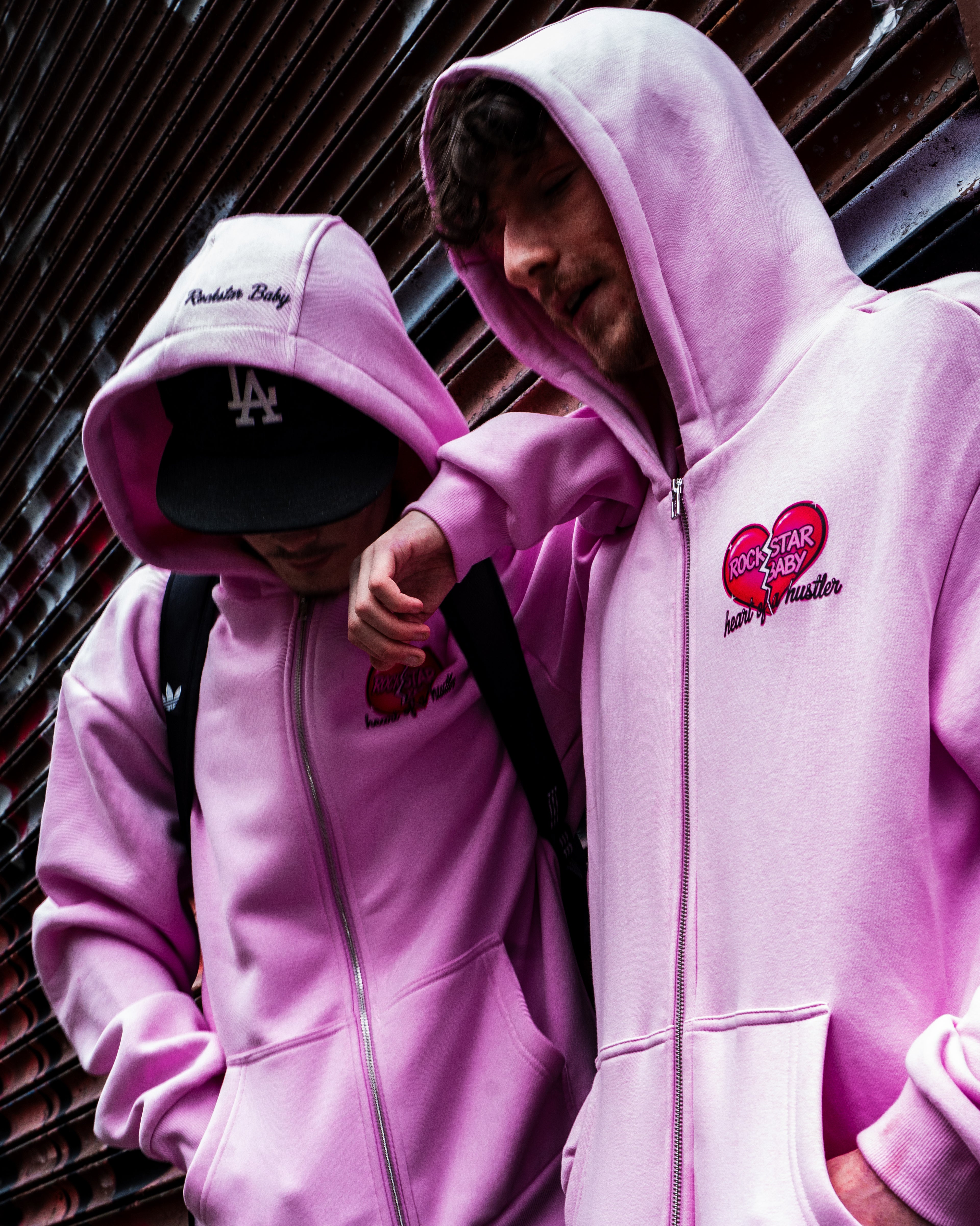 Heart Of A Hustler Oversized Zip Hoodie - Pink