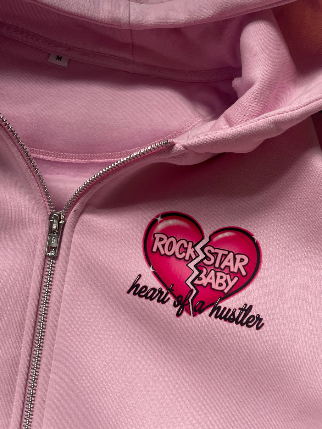 Heart Of A Hustler Oversized Zip Hoodie - Pink
